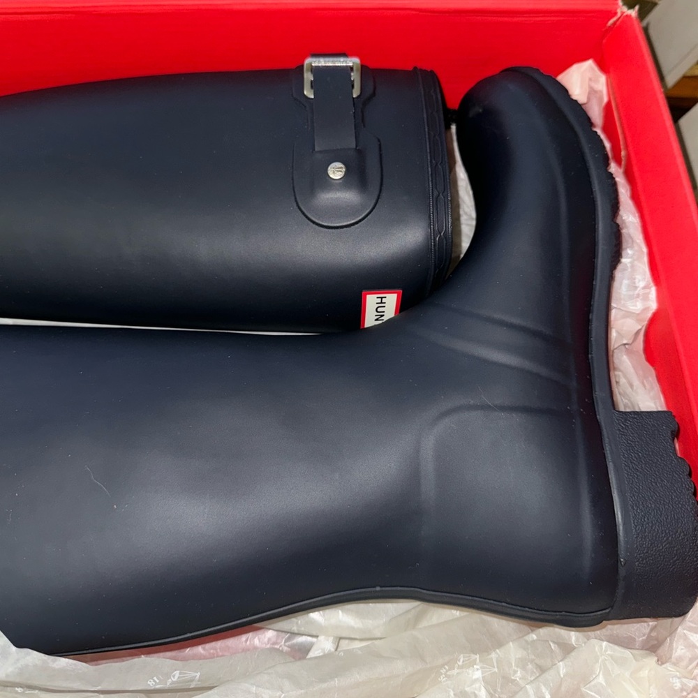 Hunter Boots - Original Tour Tall Foldable/Packable Boots NAVY - Size 8 Women’s